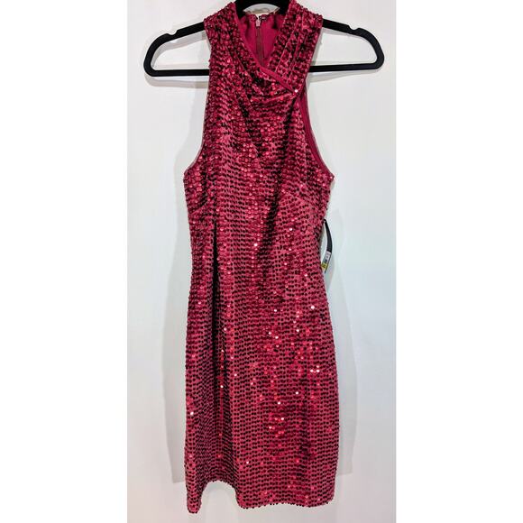 Rachel Roy Harland Velvet Sequin Halter Dress Cabernet Medium NWT - Picture 2 of 11